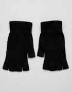 Asos Design Fingerless Gloves In Black - Black