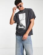 Pull & Bear X Miguel Angel Statue Print T-shirt In Black