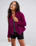 Asos Suede Biker Jacket - Purple