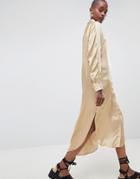 Asos White Oversized Satin Western Dress - Stone