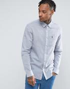 Original Penguin Stripe Shirt Slim Fit Slub Linen In Navy - Navy