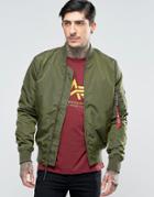 Alpha Industries Ma1-tt Bomber Jacket Slim Fit In Dark Green - Green