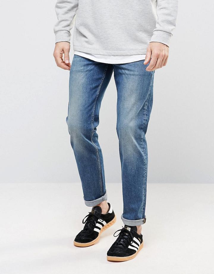 Asos Stretch Slim Jeans In Mid Wash Blue - Blue