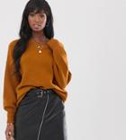Y.a.s Tall Fluffy Knitted Volume Sleeve Sweater-cream