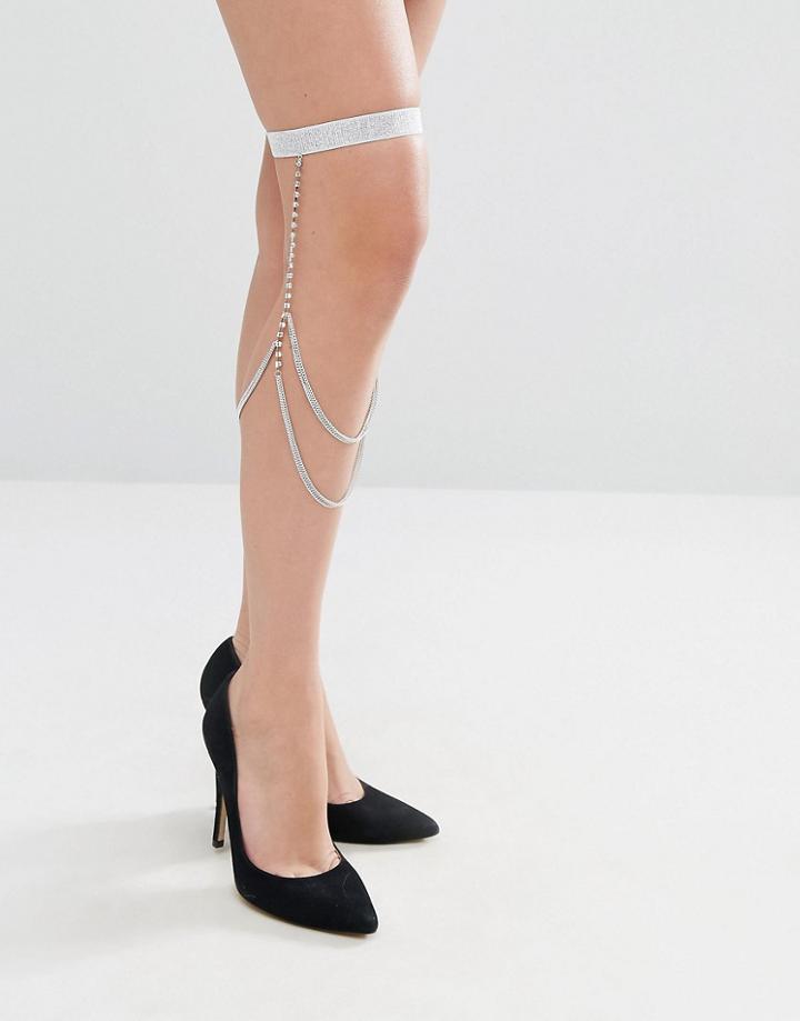 Designb Exclusive Suspender Leg Chain - Silver