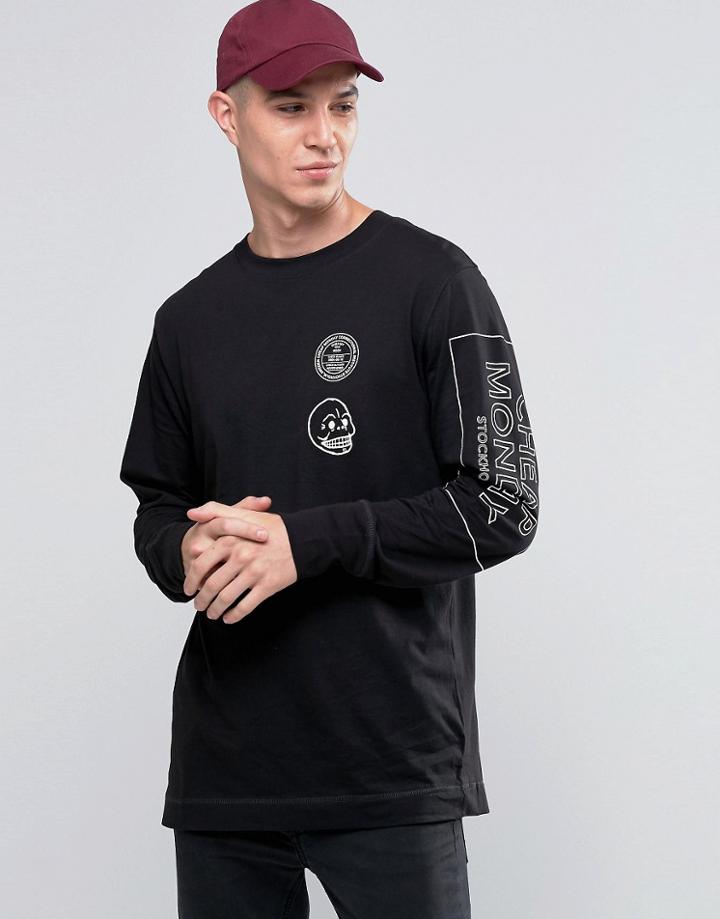 Cheap Monday Yard Long Sleeve Top Skull Logo Black - Black