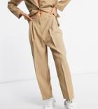 Asos Design Petite Mansy Suit Tapered Pants In Mocha-brown