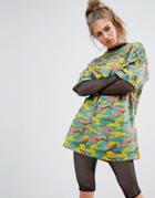 Noisy May Oversized Camo Print T Shirt Dress - Multi