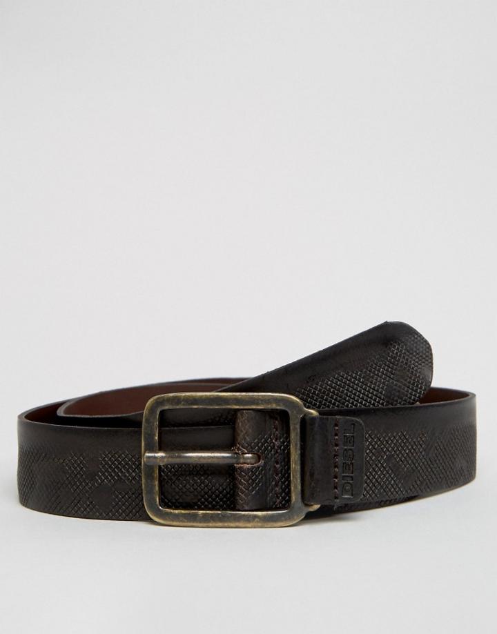 Diesel B-zonae Leather Belt In Brown - Brown