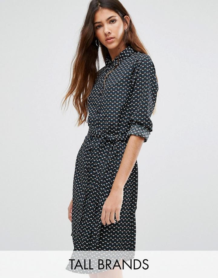 Brave Soul Tall Shirt Dress In Dot Print - Black