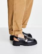 Asos Design Malik Chunky Slingback Flat Loafers In Black