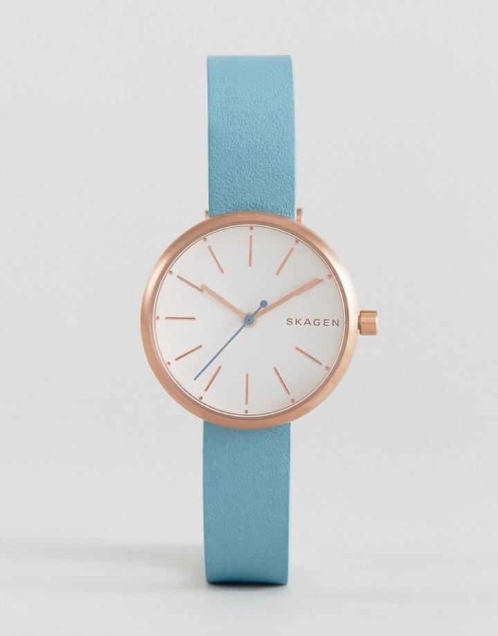 Skagen Leather Signature Watch - Gold