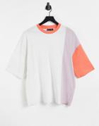 Asos Design Oversized T-shirt In Gray Heather Color Block-multi