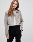 Asos Design Leather Look Biker - Gray