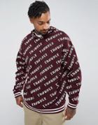 Asos Oversized Hoodie With All Over Text Print - Red