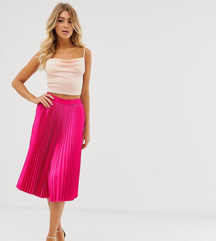 Asos Design Wrap Top In Plisse With Batwing Sleeve-pink
