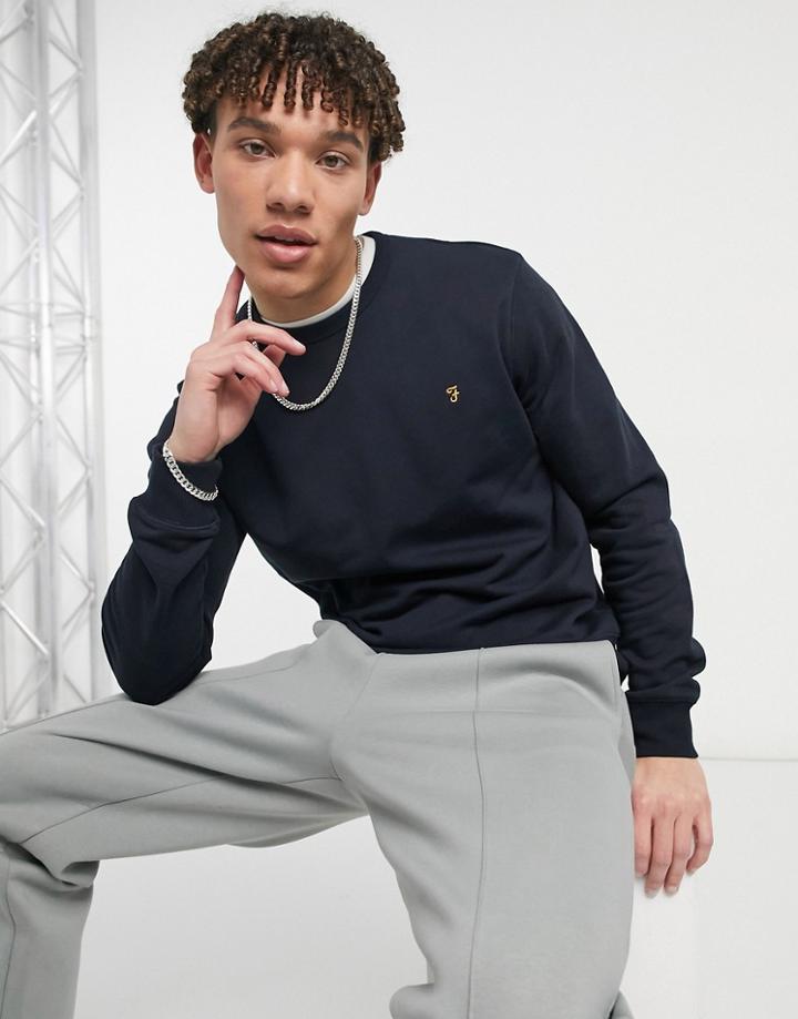 Farah Tim Crew Neck Organic Cotton Sweatshirt In Navy
