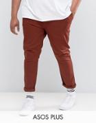 Asos Plus Skinny Chinos In Rust - Brown