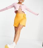 Collusion 90s Wrap Skirt With Waist Ties-orange