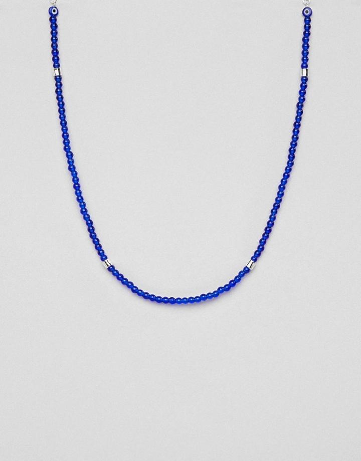Icon Brand Beaded Necklace In Blue