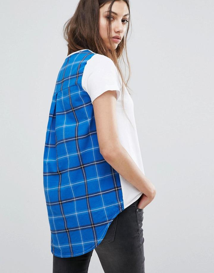 Noisy May Check Layered T-shirt - Gray