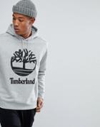 Timberland Overhead Hoodie Stacked Logo In Gray Marl - Gray