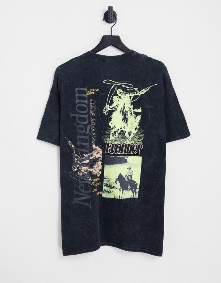 New Look T-shirt With Frontier Print In Black