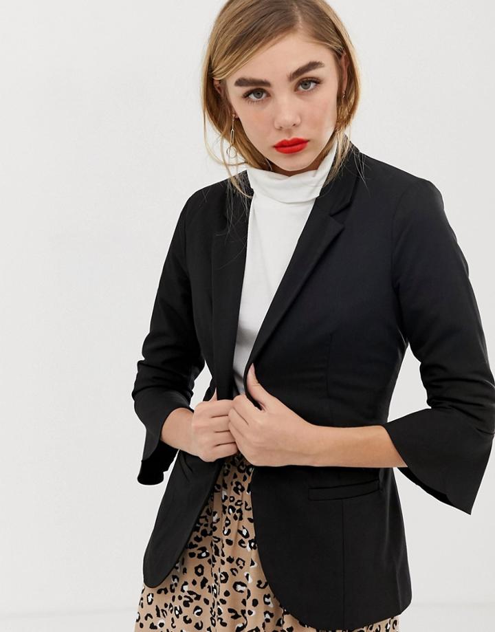 Mbym Fluted Sleeve Blazer - Black