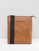 Asos Flight Bag In Tan Leather - Tan