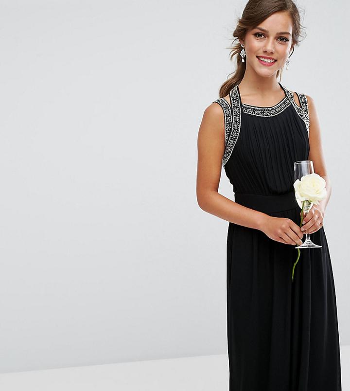 Tfnc Petite Wedding Embellished Back Maxi Dress - Black