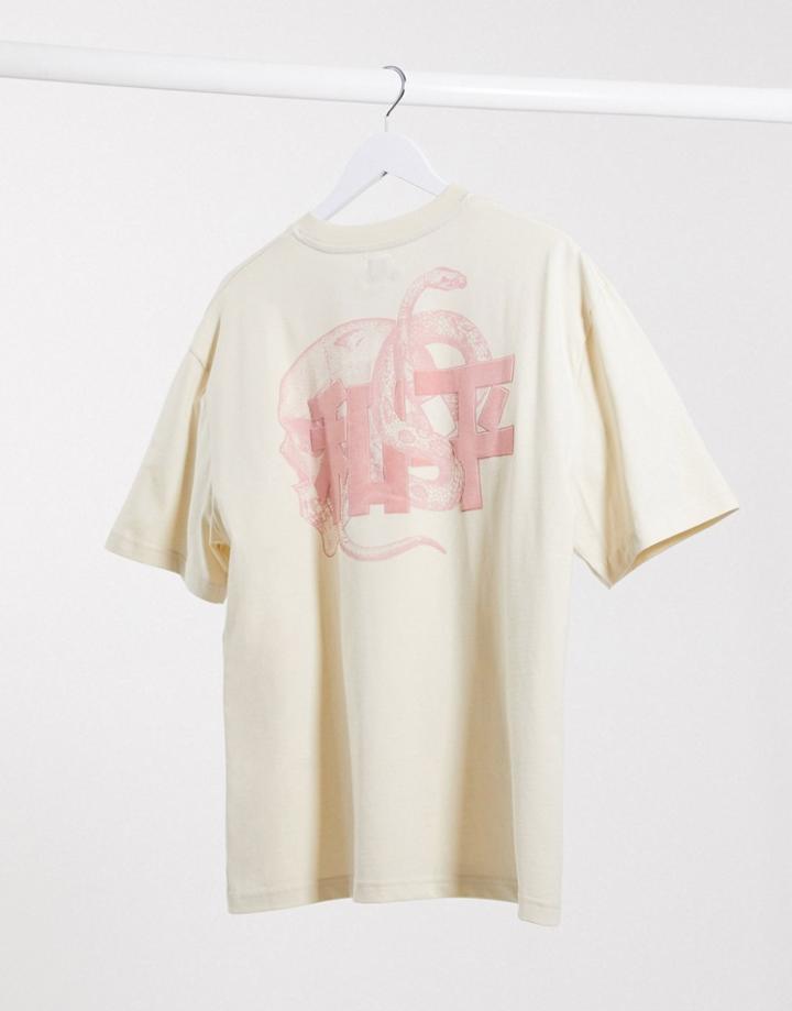River Island T-shirt With Back Print In Stone-neutral