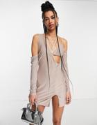 Missyempire Slinky Cut Out Detail Mini Dress In Mauve-purple