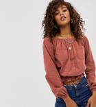 Asos Design Tall Bardot Top With Utility Pockets-purple