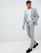 River Island Wedding Skinny Fit Suit Pants With Herringbone Print In Gray