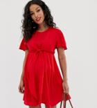Asos Design Maternity Nursing Mini Wrap Dress - Red