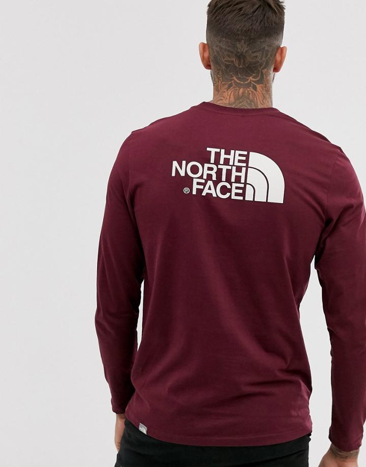 The North Face Easy Long Sleeve T-shirt In Burgundy-red