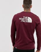The North Face Easy Long Sleeve T-shirt In Burgundy-red
