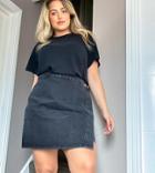 Asos Design Curve Denim Wrap Skirt In Washed Black