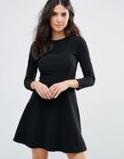 Oh My Love Skater Dress With Cut Out Neck Detail - Black