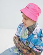 Asos Design Bucket Hat In Pink With What A Melt Embroidery - Pink