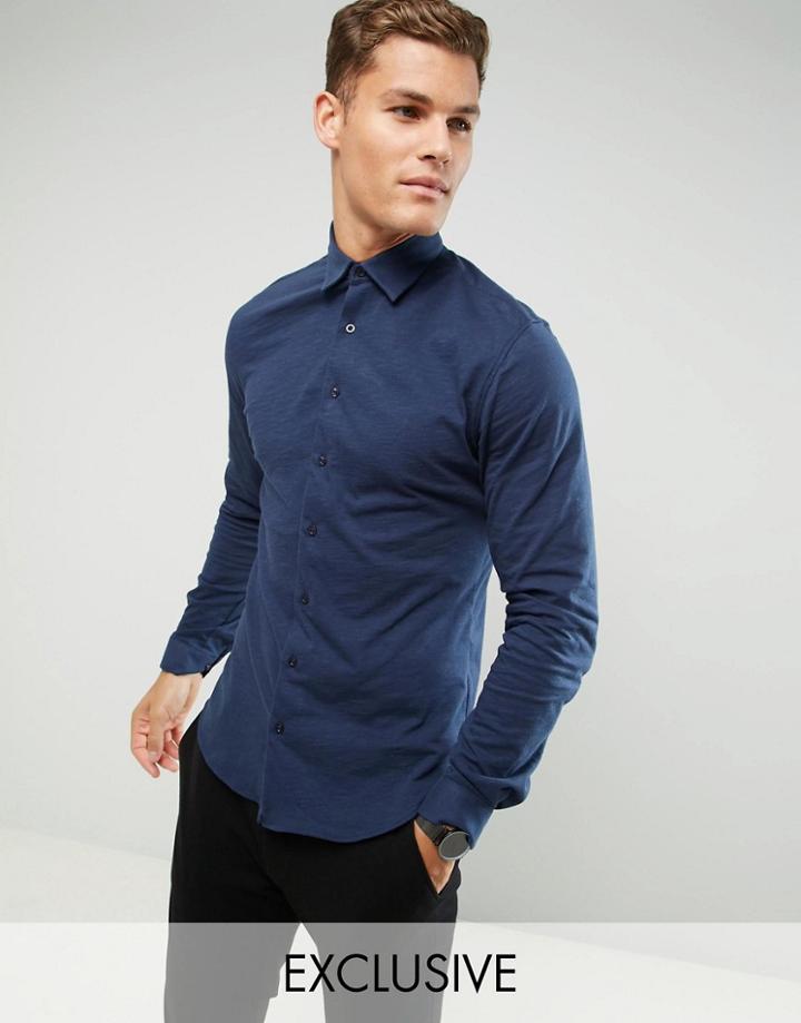 Noak Skinny Jersey Shirt - Navy