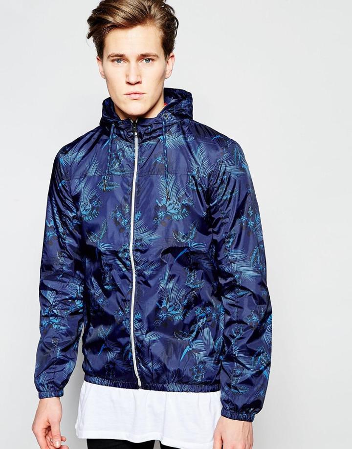 Threadbare Hooded Lightweight Festival Jacket - Navy
