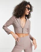 I Saw It First Cropped Blazer In Stone - Part Of A Set-neutral