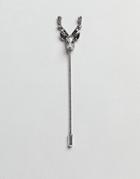 Asos Wedding Stag Lapel Pin In Burnished Silver - Silver