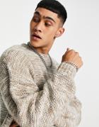 Asos Design Space Dye Yarn Sweater In Beige-neutral