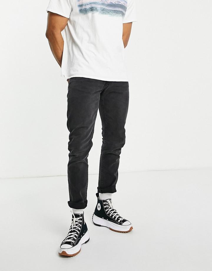 Topman Slim Jean In Washed Black