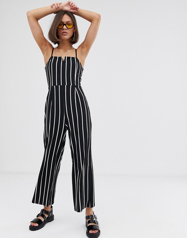 Bershka Notch Front Jumpsuit In Black