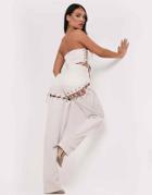 Missyempire X Aaliyah Ceilia Lace Straight Leg Jean In Cream - Part Of A Set-white