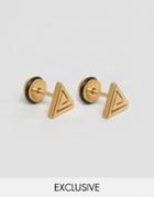 Reclaimed Vintage Triangle Stud Earrings - Gold
