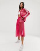 Adidas Originals Sleek Three Stripe Mesh Tulle Skirt In Pink - Pink